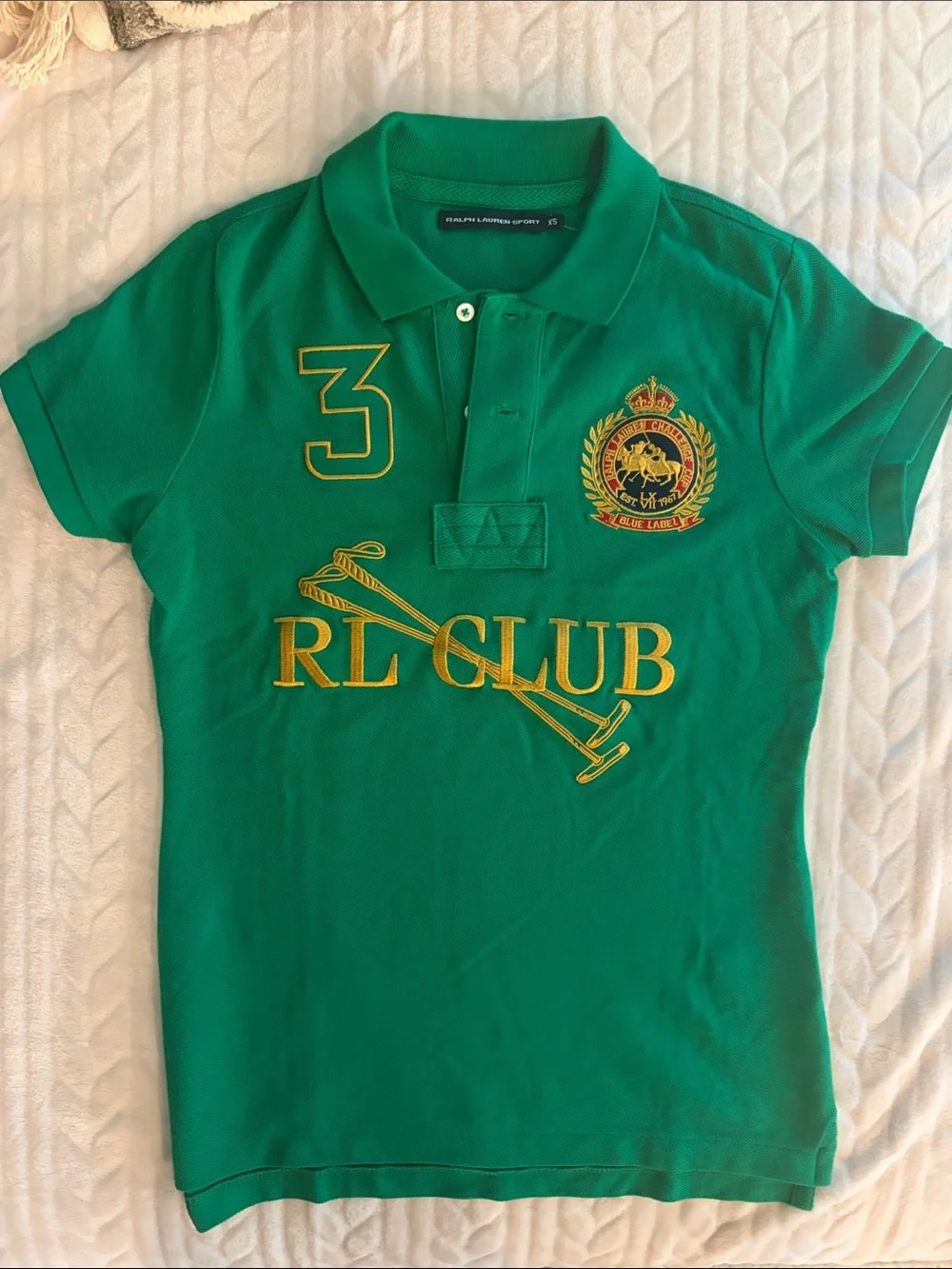 Ralph Lauren Green Polo Shirt with Gold Embroidery
